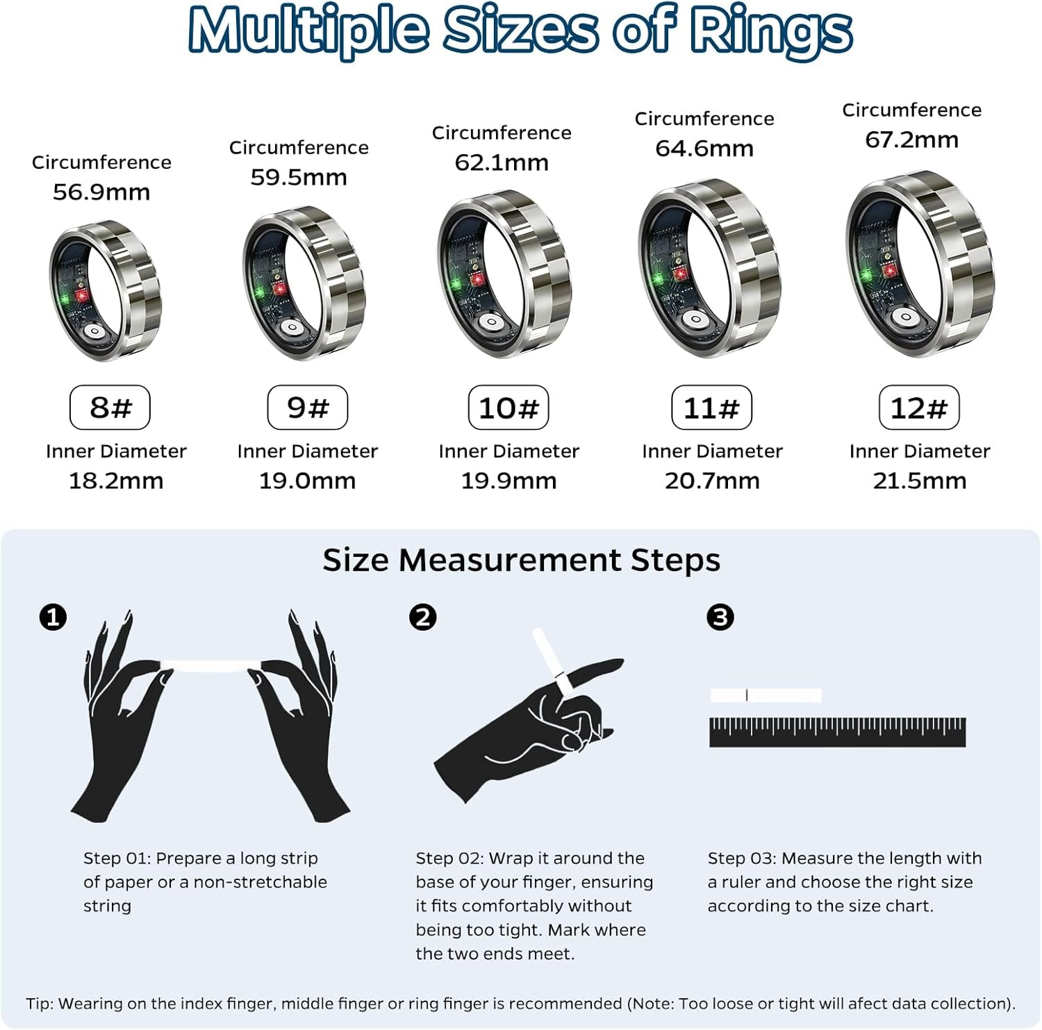 Smart Health Ring – Sleep, Heart & Fitness Tracker, Waterproof, 7-Day Battery