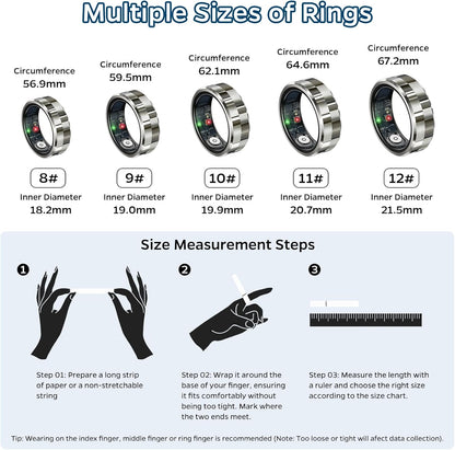Smart Health Ring – Sleep, Heart & Fitness Tracker, Waterproof, 7-Day Battery
