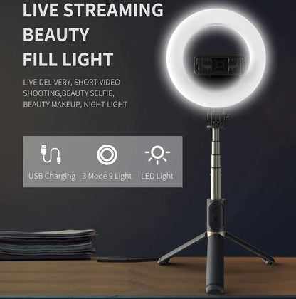 Portable 4 - in - 1 Selfie Stick with Tripod & LED - Treasure Mementos