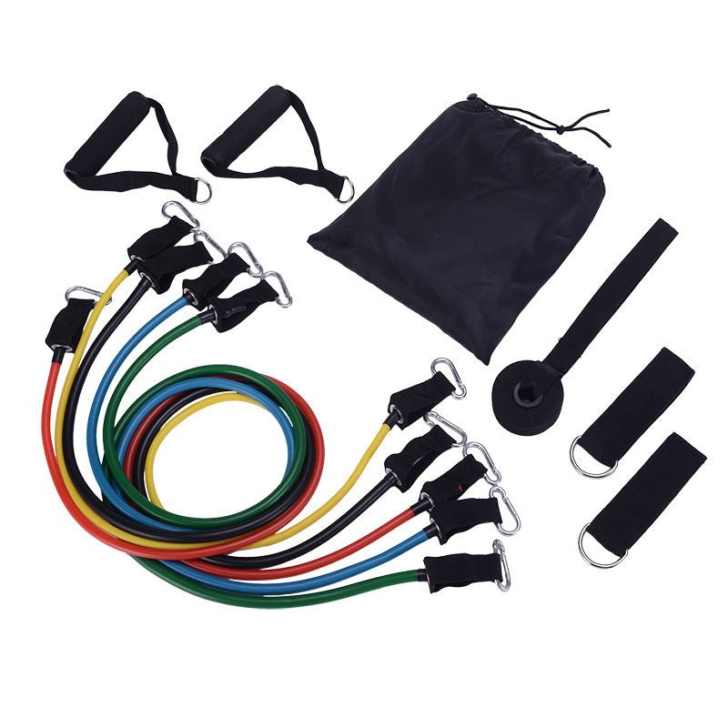 Portable Resistance Band Set – 5 Stackable Exercise Bands with Handles, Door Anchor & Ankle Straps, Home Fitness Rally for Strength Training & Body Shaping - Treasure Mementos