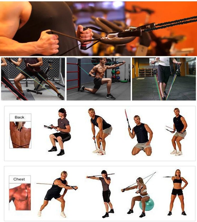 Portable Resistance Band Set – 5 Stackable Exercise Bands with Handles, Door Anchor & Ankle Straps, Home Fitness Rally for Strength Training & Body Shaping - Treasure Mementos