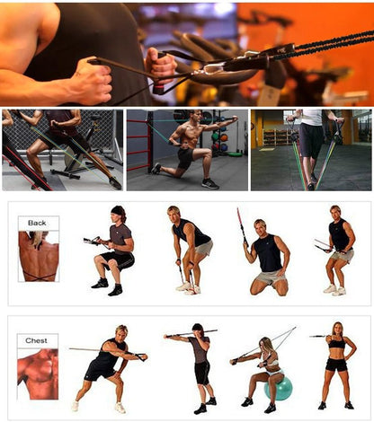 Portable Resistance Band Set – 5 Stackable Exercise Bands with Handles, Door Anchor & Ankle Straps, Home Fitness Rally for Strength Training & Body Shaping - Treasure Mementos