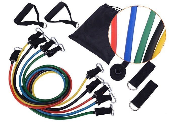 Portable Resistance Band Set – 5 Stackable Exercise Bands with Handles, Door Anchor & Ankle Straps, Home Fitness Rally for Strength Training & Body Shaping - Treasure Mementos