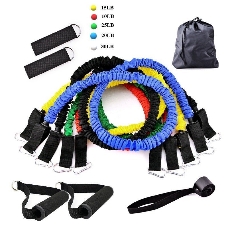 Portable Resistance Band Set – 5 Stackable Exercise Bands with Handles, Door Anchor & Ankle Straps, Home Fitness Rally for Strength Training & Body Shaping - Treasure Mementos