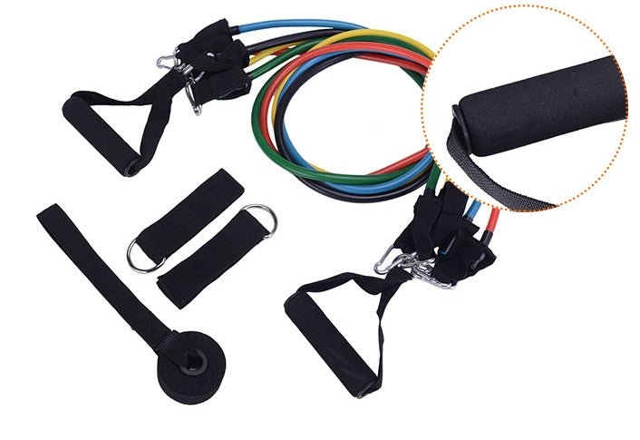 Portable Resistance Band Set – 5 Stackable Exercise Bands with Handles, Door Anchor & Ankle Straps, Home Fitness Rally for Strength Training & Body Shaping - Treasure Mementos