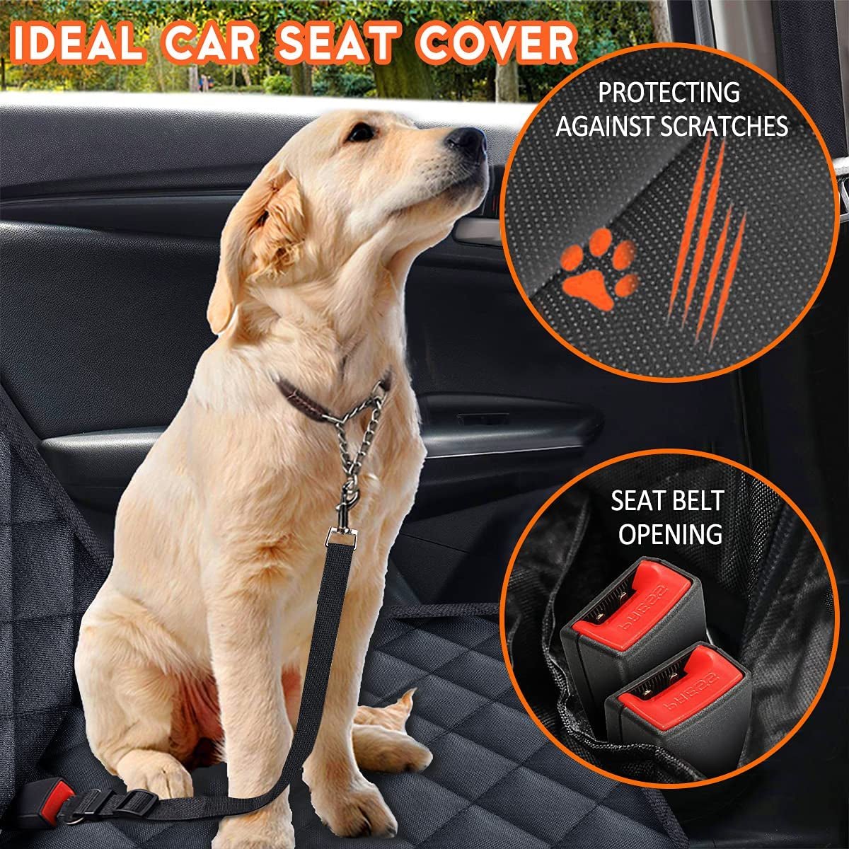 Premium Waterproof Dog Car Seat Cover - Non - Slip Back Seat Protector for Pets, Compatible with Most Vehicles - Black - Treasure Mementos