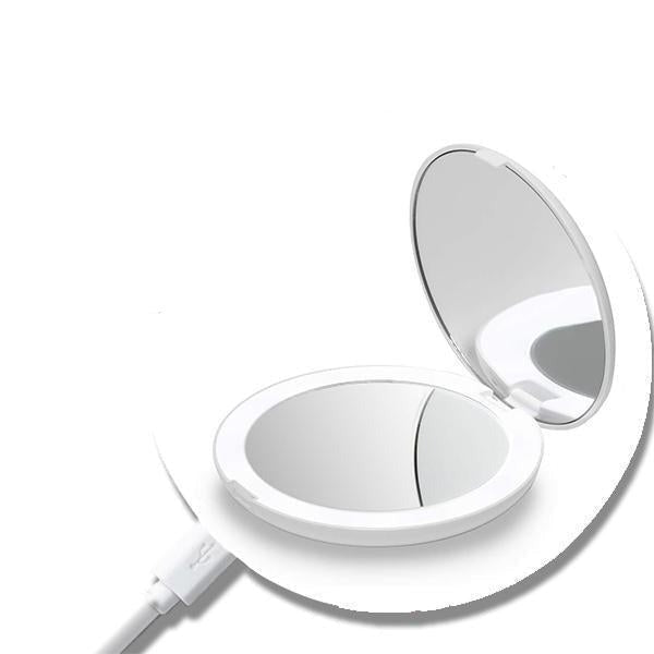 Rechargeable LED Handheld Makeup Mirror – Portable Beauty Light - Treasure Mementos